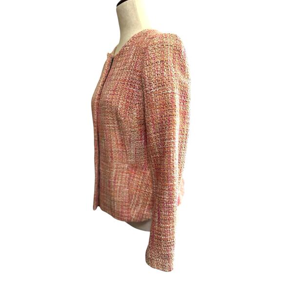 Vintage Talbots Pink Tweed Knit Blazer Jacket Size 4 Preppy Classic Career Twee - Picture 7 of 10